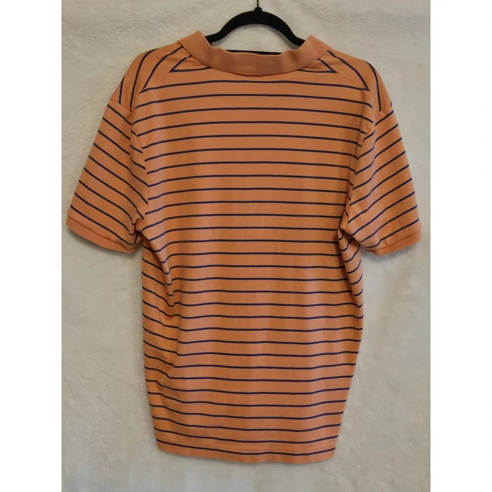 Polo Ralph Lauren Mens Large Classic Fit Orange With‎ Blue Stripes